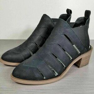 1.State Amilee Bootie, Black Leather, Womens Size 6 M / 36.5